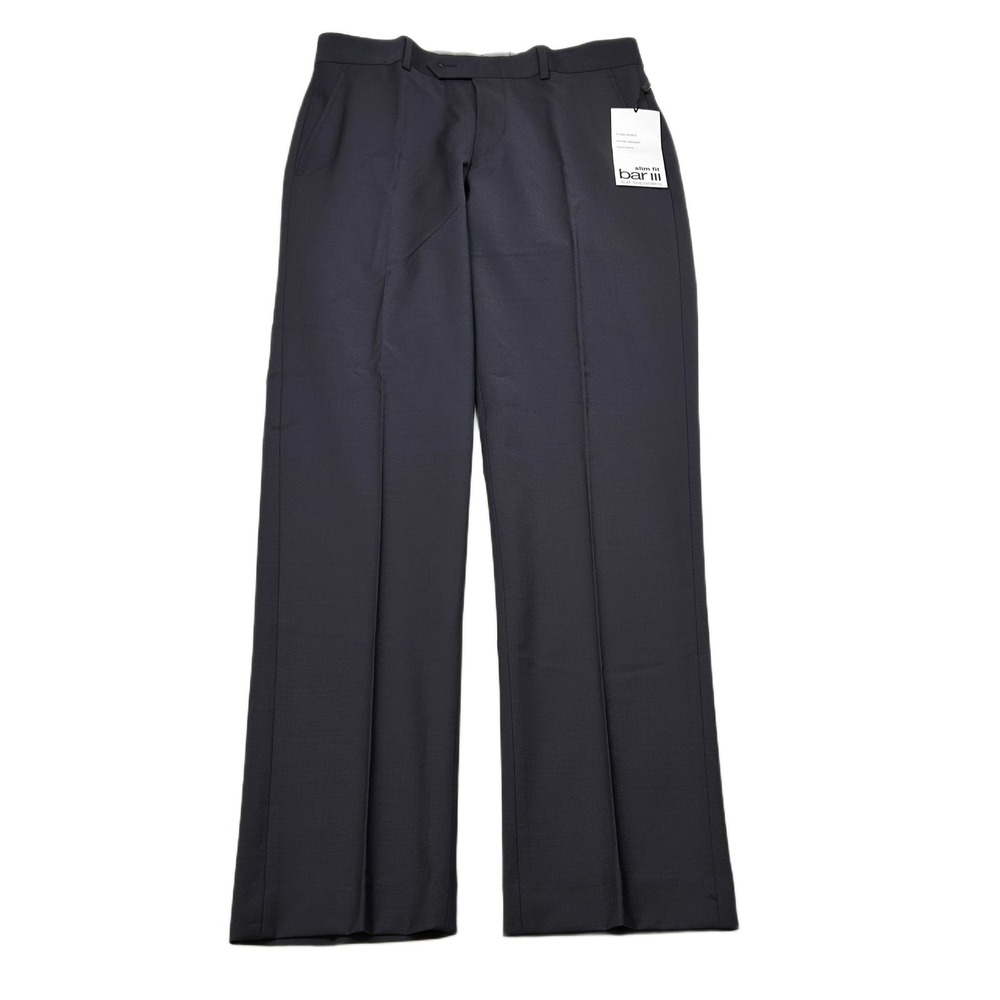 Bar III Slim Fit Dress Pants Mens 30x30 Burgundy Red Stretch Wrinkle Free NEW‎